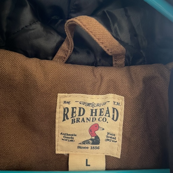 RED HEAD Brand Co. Hooded, pockets CANVAS 💯 % cotton mens JACKET size LARGE - Picture 3 of 16